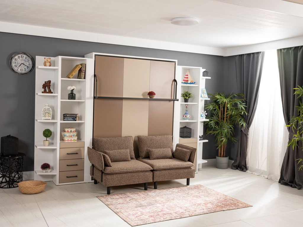 Lit escamotable verticale 2 places Smart avec canapé