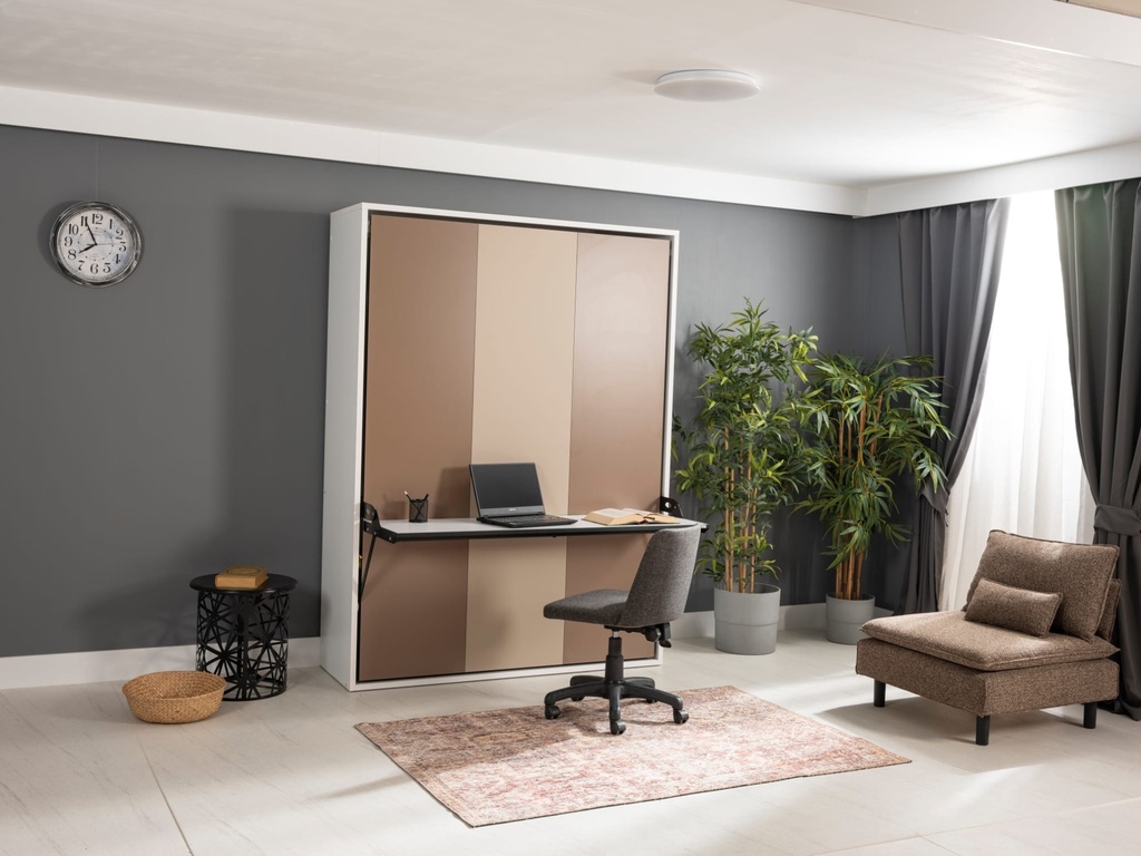 Lit escamotable verticale 2 places Smart avec table de travail bureau