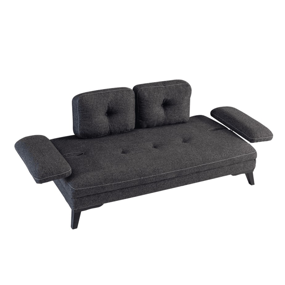Canapé scandinave 2 places avec accoudoirs amovibles déplié