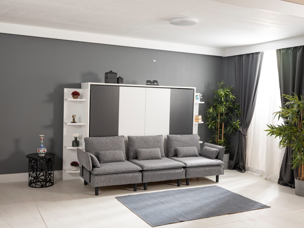 Lit escamotable horizontal XL 2 places avec canapé 3 places