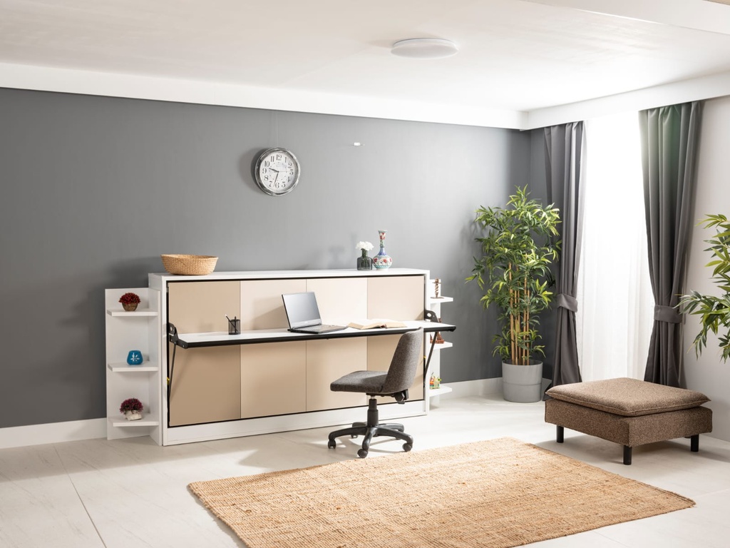 lit escamotable horizontal un place avec table de travail bureau