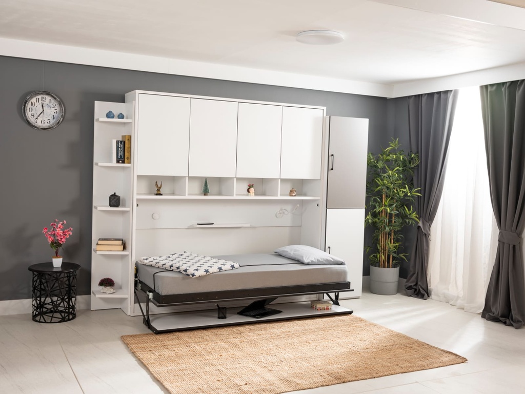 lit escamotable horizontal optimal 1 place avec étagère multiple compatible