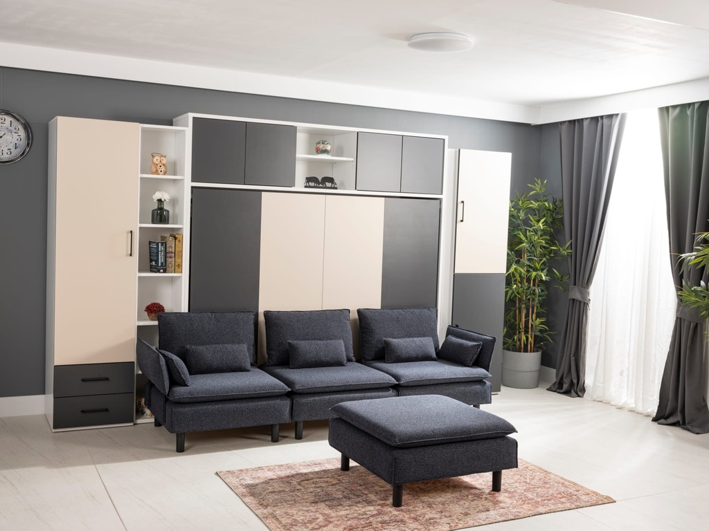 Lit-escamotable-horizontal-2-places avec canapé