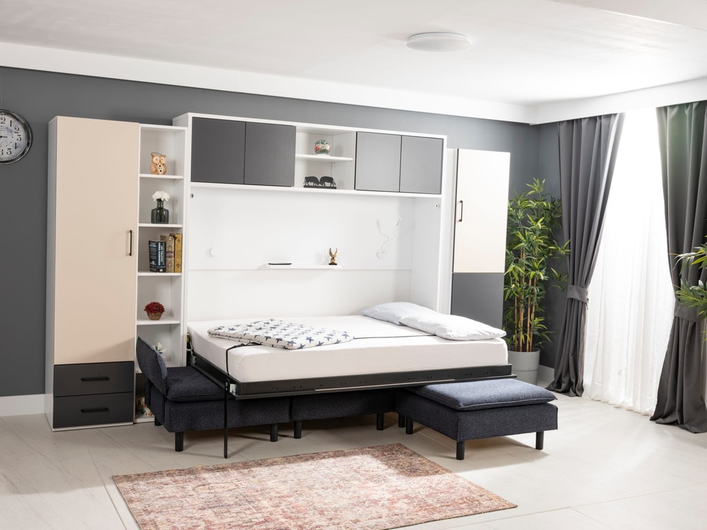 Lit-escamotable-horizontal-2-places déplié