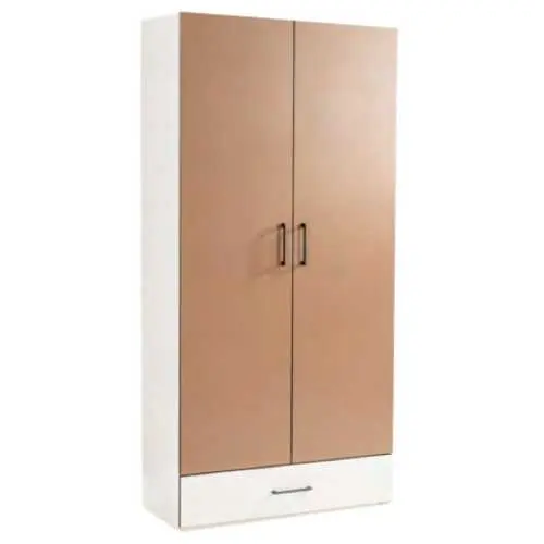 Armoire 2 portes avec tiroir en bas (Cadre cappuccino, Façade Anthracite, Livraison Luxembourg incluse)