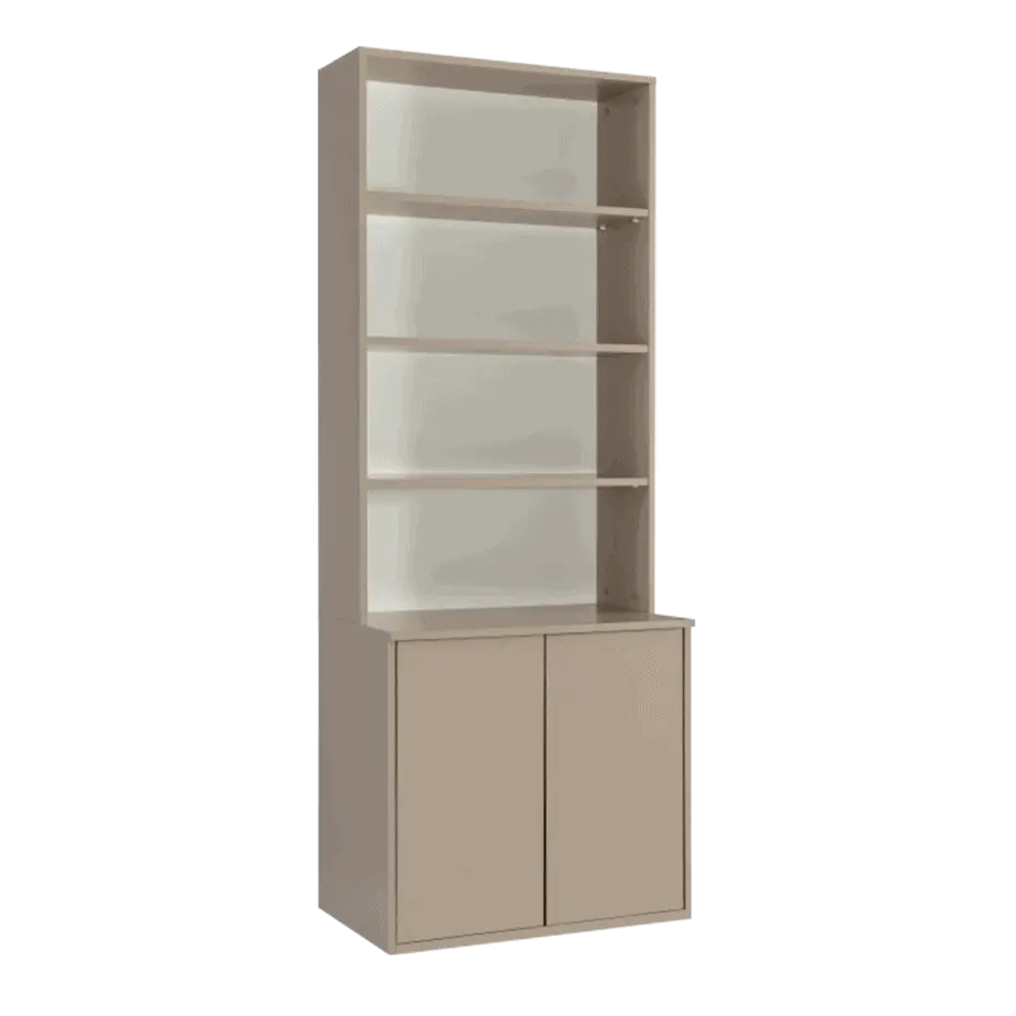 Bibliothèque avec rangements à 2 portes en bas